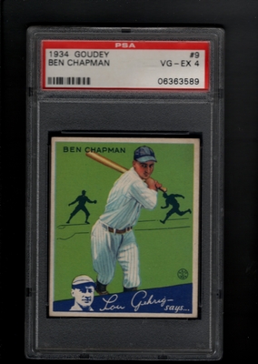 1934 Goudey #09 Ben Chapman  PSA 4 VG-EX   NEW YORK YANKEES